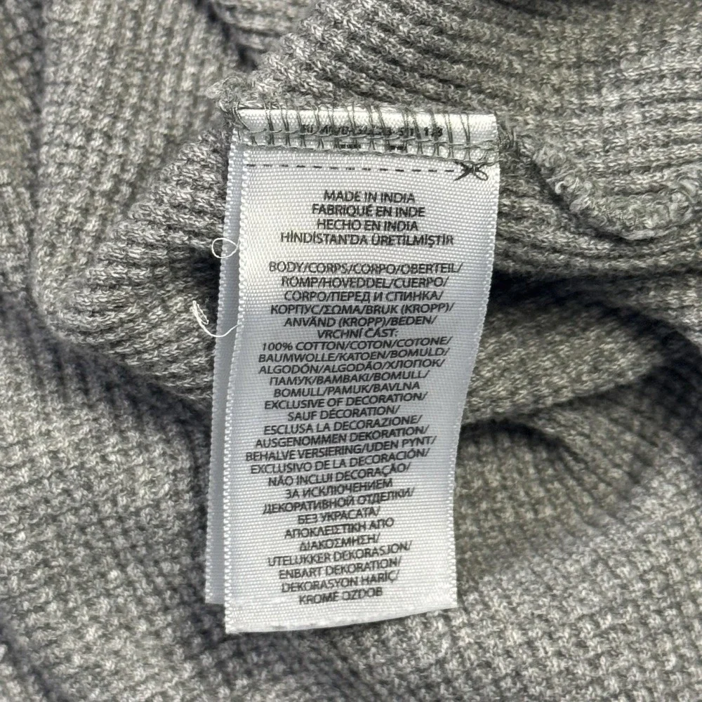 Polo Ralph Lauren Thermal Waffle Knit Hoodie Mens Small Gray Pullover Cotton